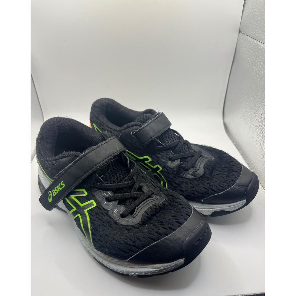 ASICS Kids‎ Black Neon Running Shoes Velcro Laces Size 1.5